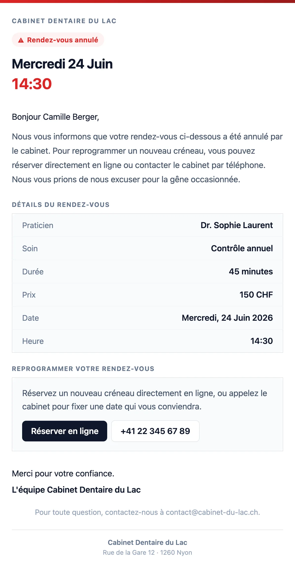 Rendez-vous annulé